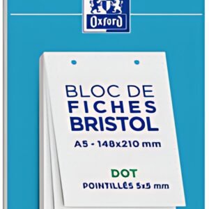 Oxford Bloc de fiches bristol, A5, DOT pointillé, blanc