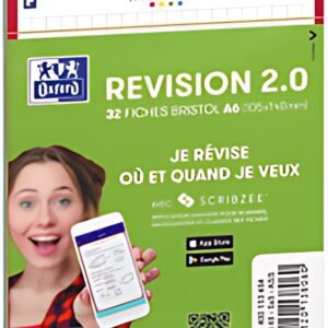 Oxford Fiches bristol REVISION 2.0, A5, bord de couleur