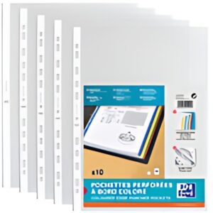 Oxford Pochettes perforées A4 avec bande colorée, PP, 0,09 m