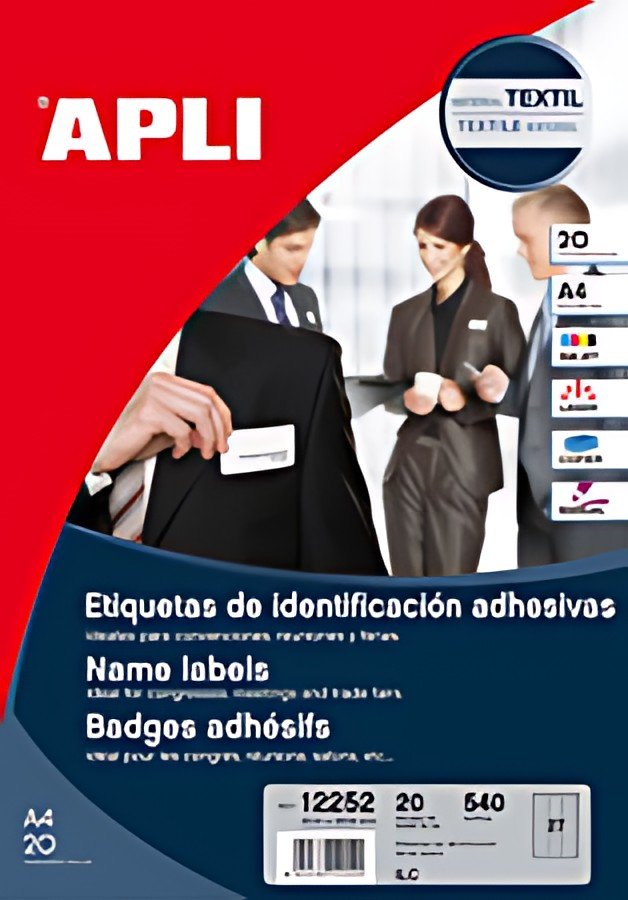 APLI Badges adhésifs, en papier structuré, blanc