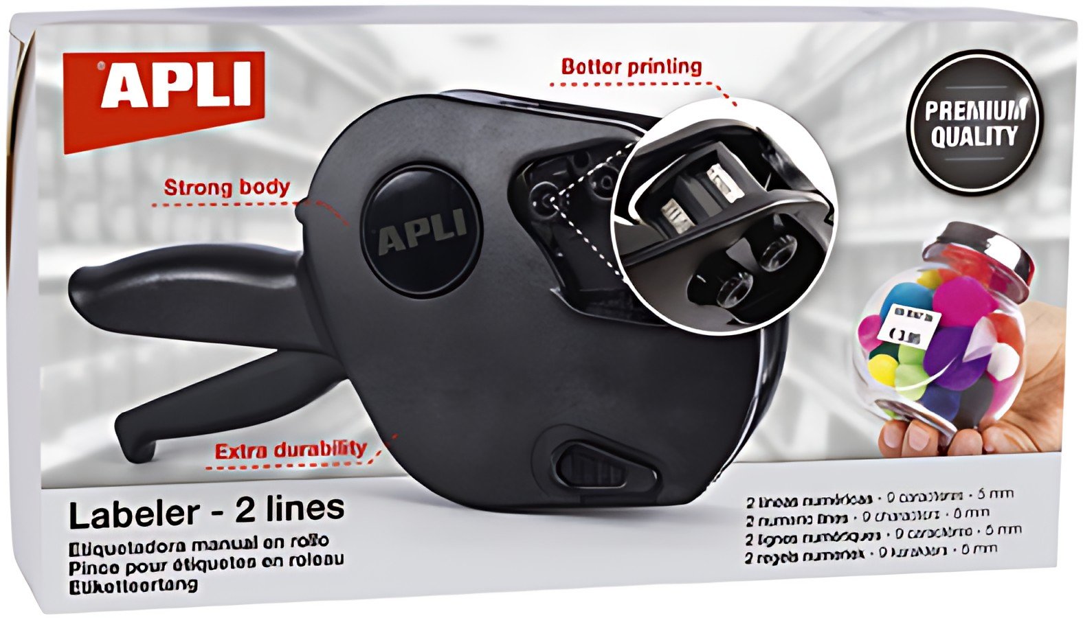 APLI Pince à étiqueter 102365, 2 lignes, 9 chiffres