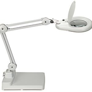 MAUL Lampe loupe à LED MAULviso, sur socle, blanc