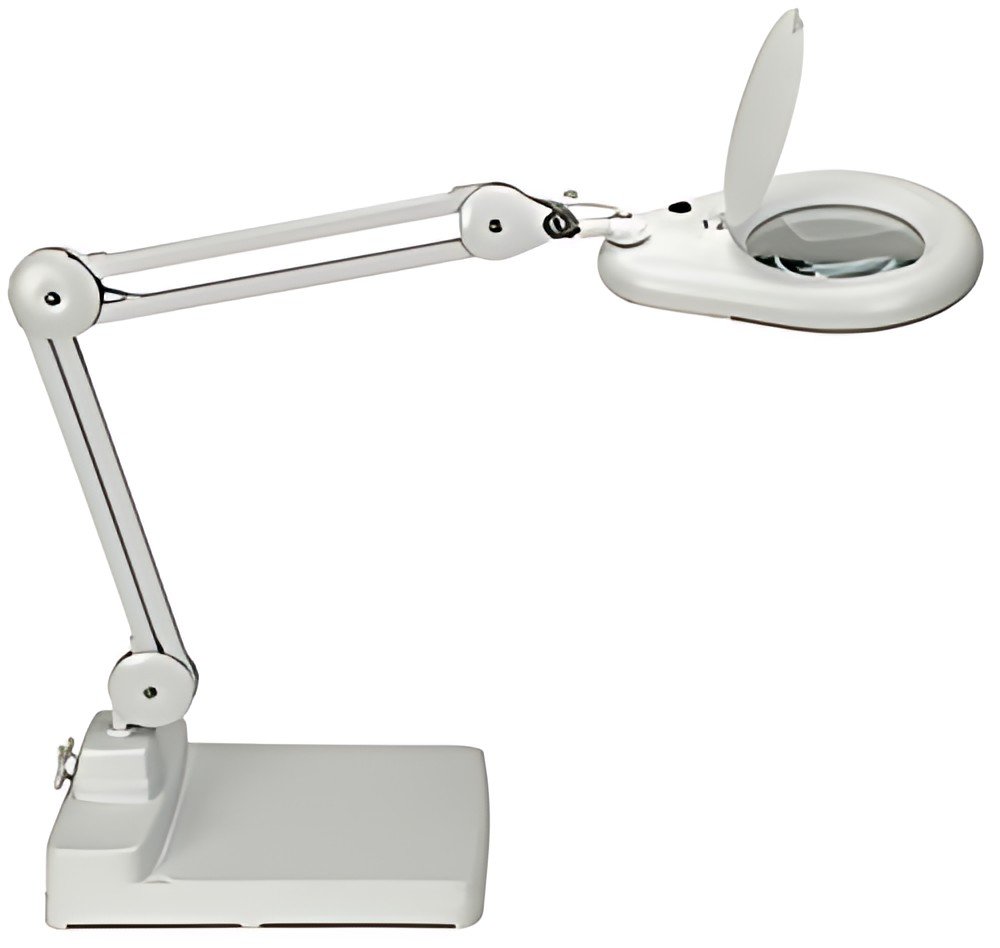 MAUL Lampe loupe à LED MAULviso, sur socle, blanc