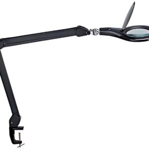 MAUL Lampe loupe à LED MAULmakro, pied de serrage, noir