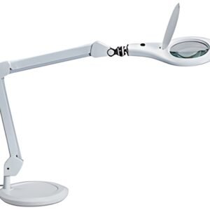 MAUL Lampe loupe à LED MAULmakro, socle, blanc