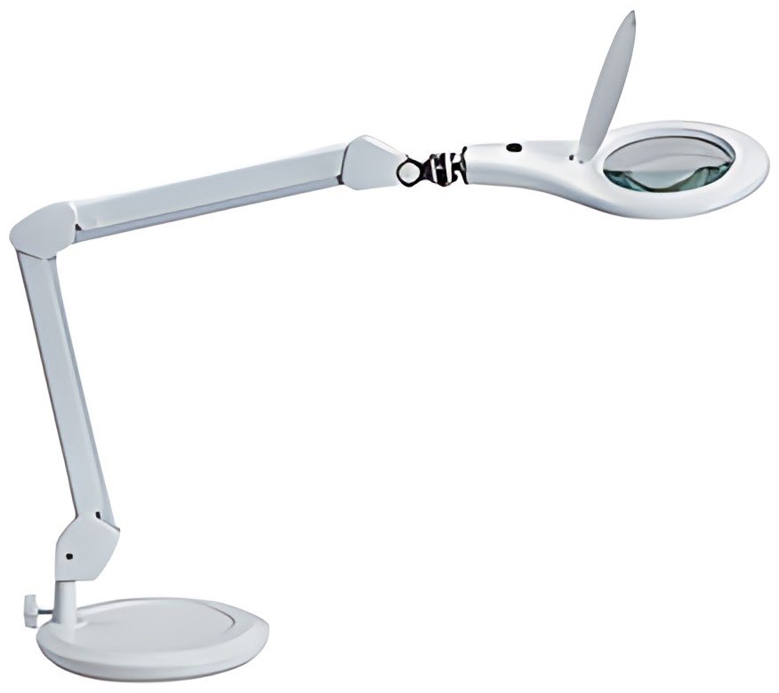 MAUL Lampe loupe à LED MAULmakro, socle, blanc