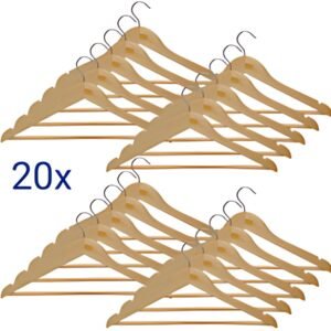 MAUL Cintre en bois MAULmira, avec barre, naturel, lot de 20
