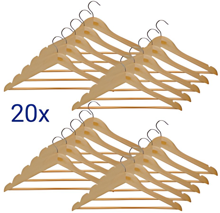 MAUL Cintre en bois MAULmira, avec barre, naturel, lot de 20