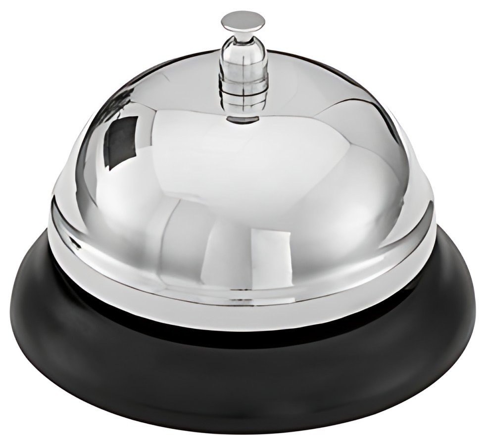 WEDO Cloche de table, sonnette en métal, socle noir
