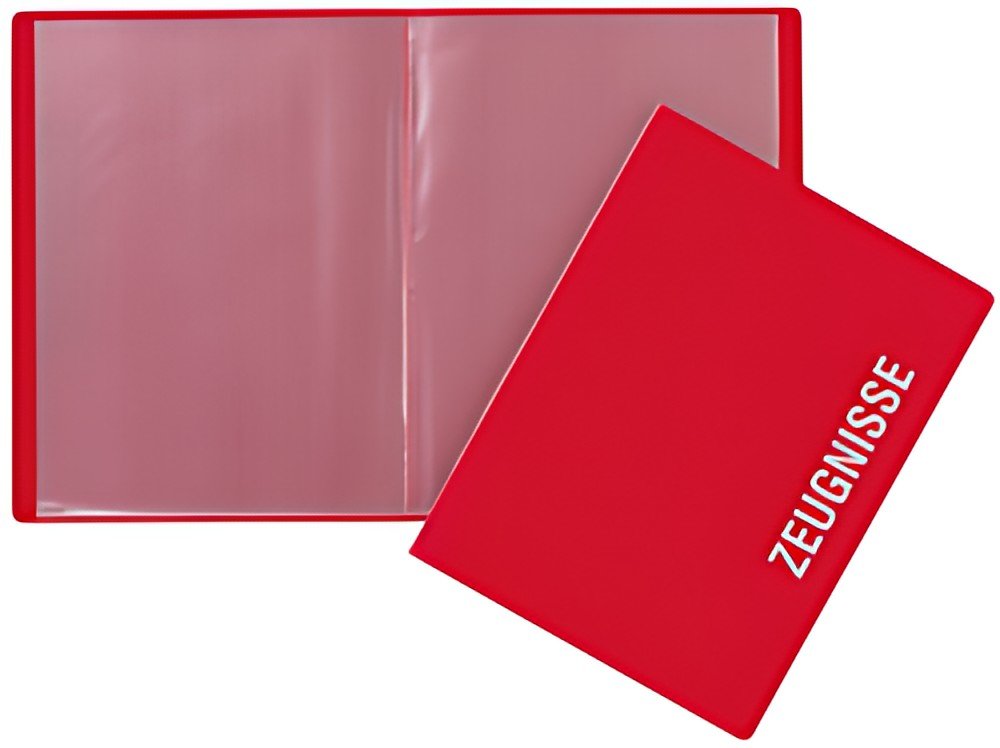 Dossier de certificat PAGNA, DIN A4, avec 10 pochettes, PP, rouge