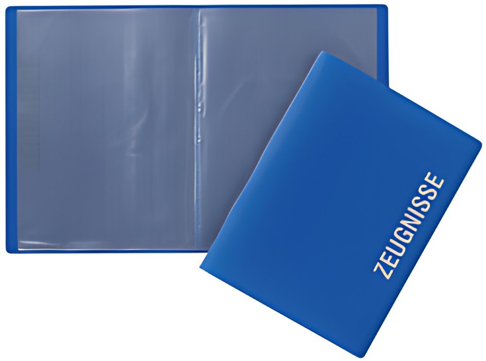 Dossier de certificat PAGNA, DIN A4, avec 10 pochettes, PP, bleu
