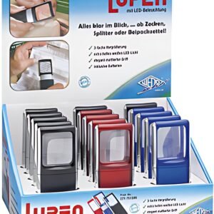 WEDO Loupe rectangulaire avec lampe LED, présentoir de 15