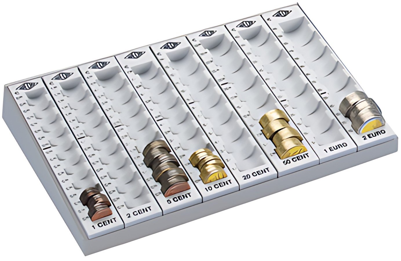 WEDO Monnayeur monobloc avec 8 rangées amovibles, gris