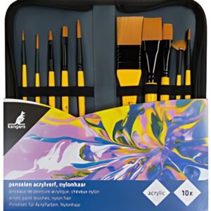 kangaro Set de pinceaux acrylique, 10 pièces, dans un étui