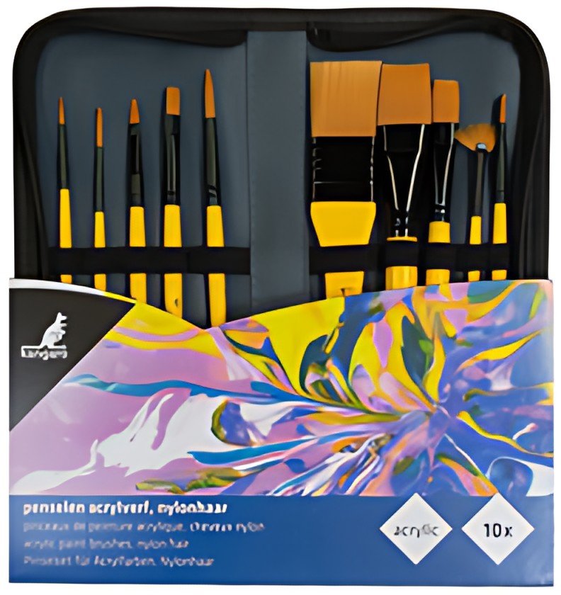 kangaro Set de pinceaux acrylique, 10 pièces, dans un étui