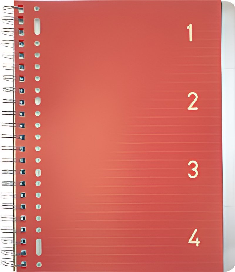 kangaro Cahier à spirale 4en1, A4, ligné, 200 pages, rouge