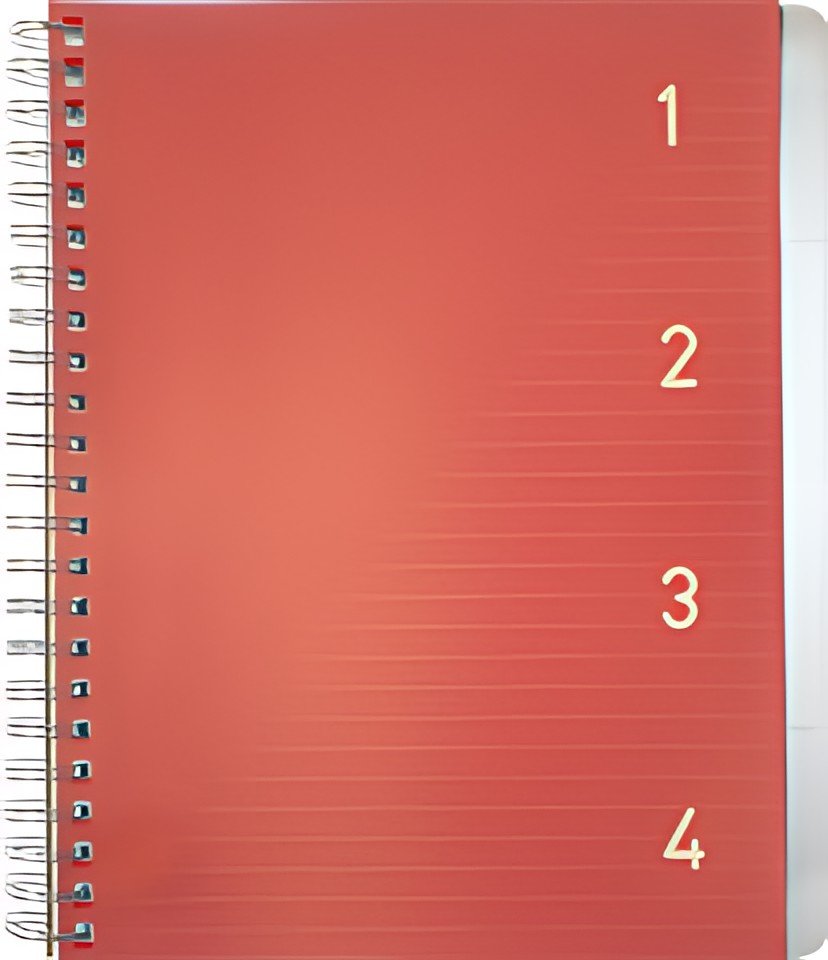 kangaro Cahier à spirale 4en1, A5, ligné, 200 pages, rouge