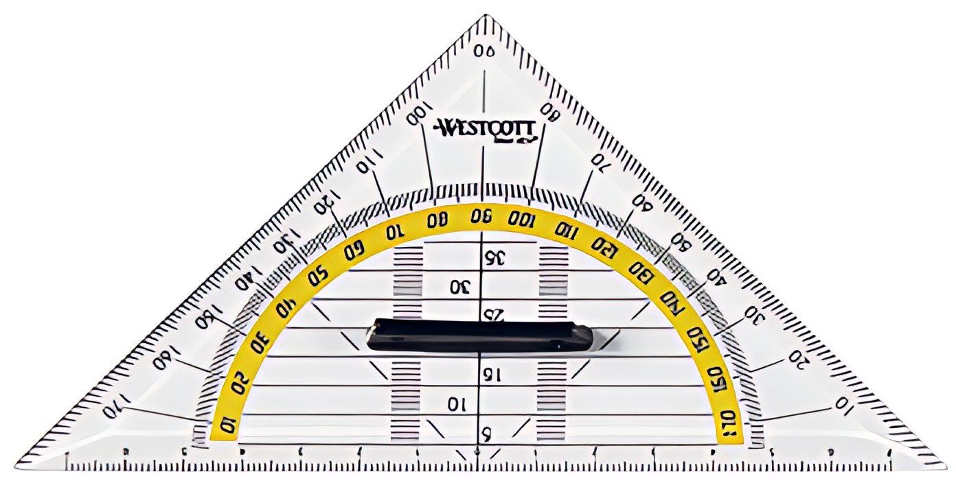 WESTCOTT Equerre géométrique, hypoténuse: 140 mm, poignée