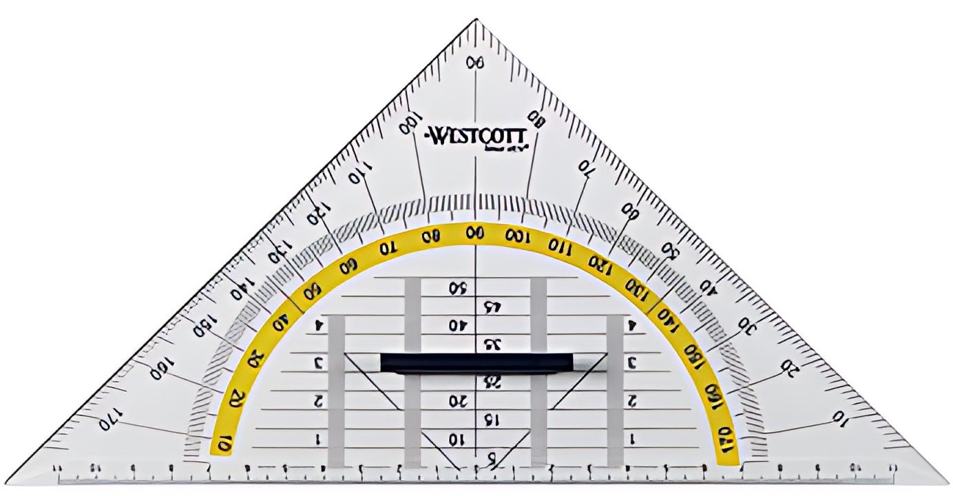 WESTCOTT Equerre géométrique, hypoténuse: 220 mm, poignée