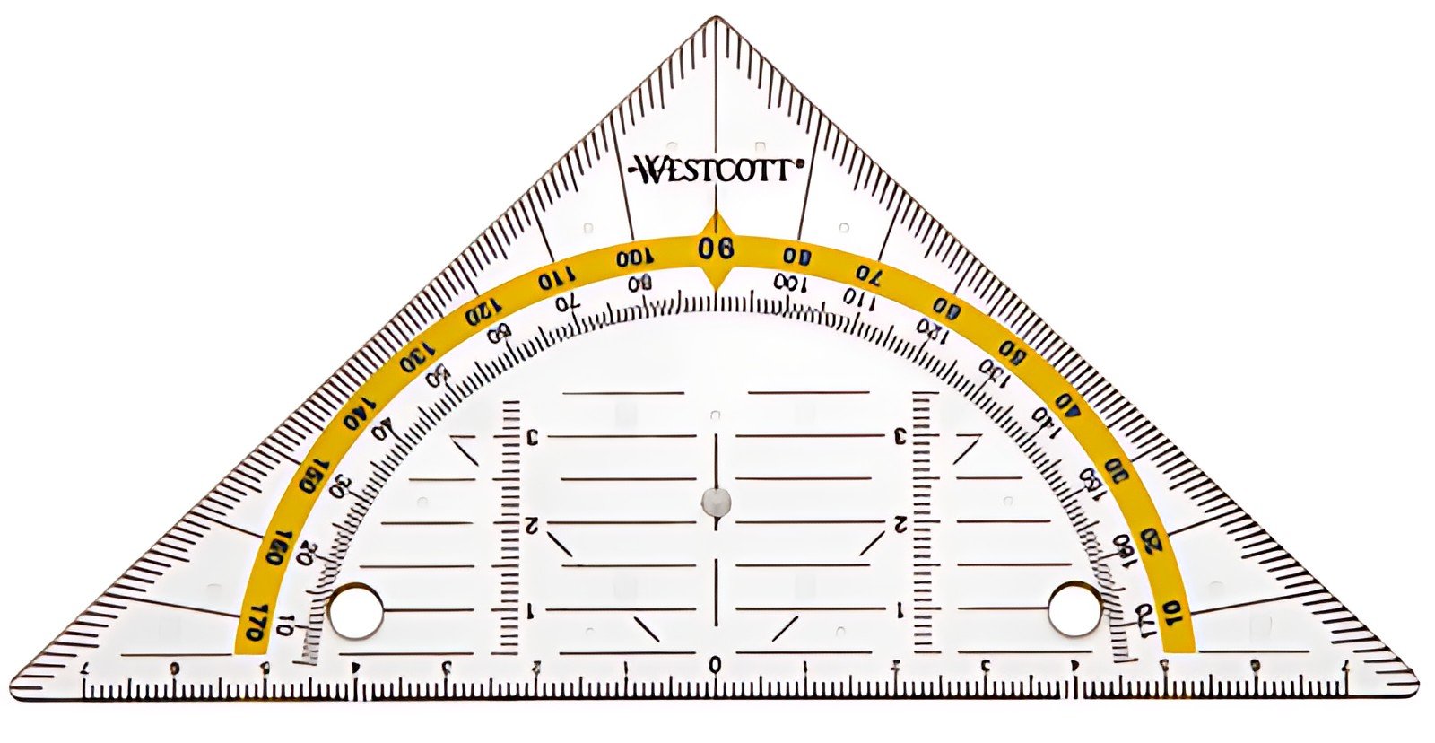 WESTCOTT Equerre géométrique avec perforations pour classeur