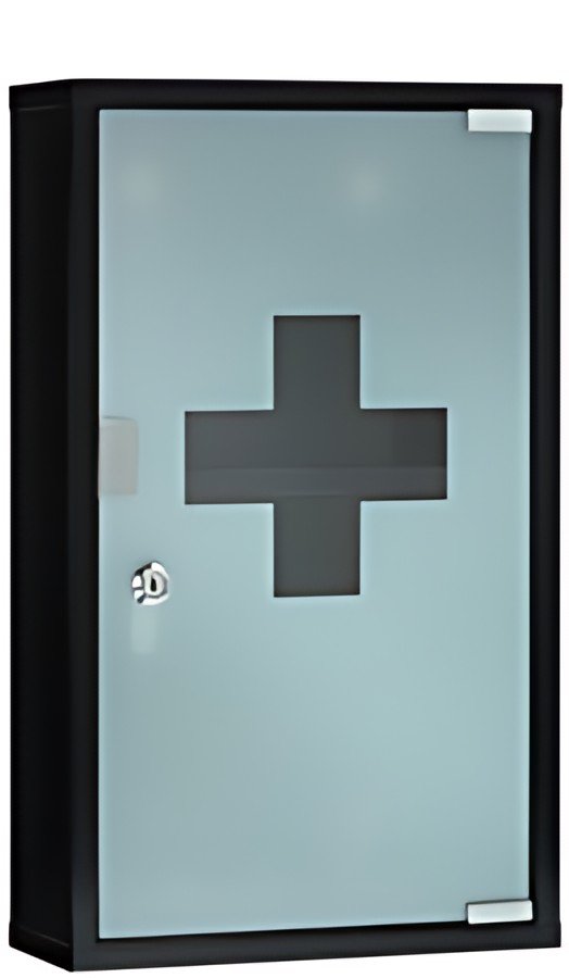Armoire de premiers secours SEULEMENT, contenu DIN 13169, noire