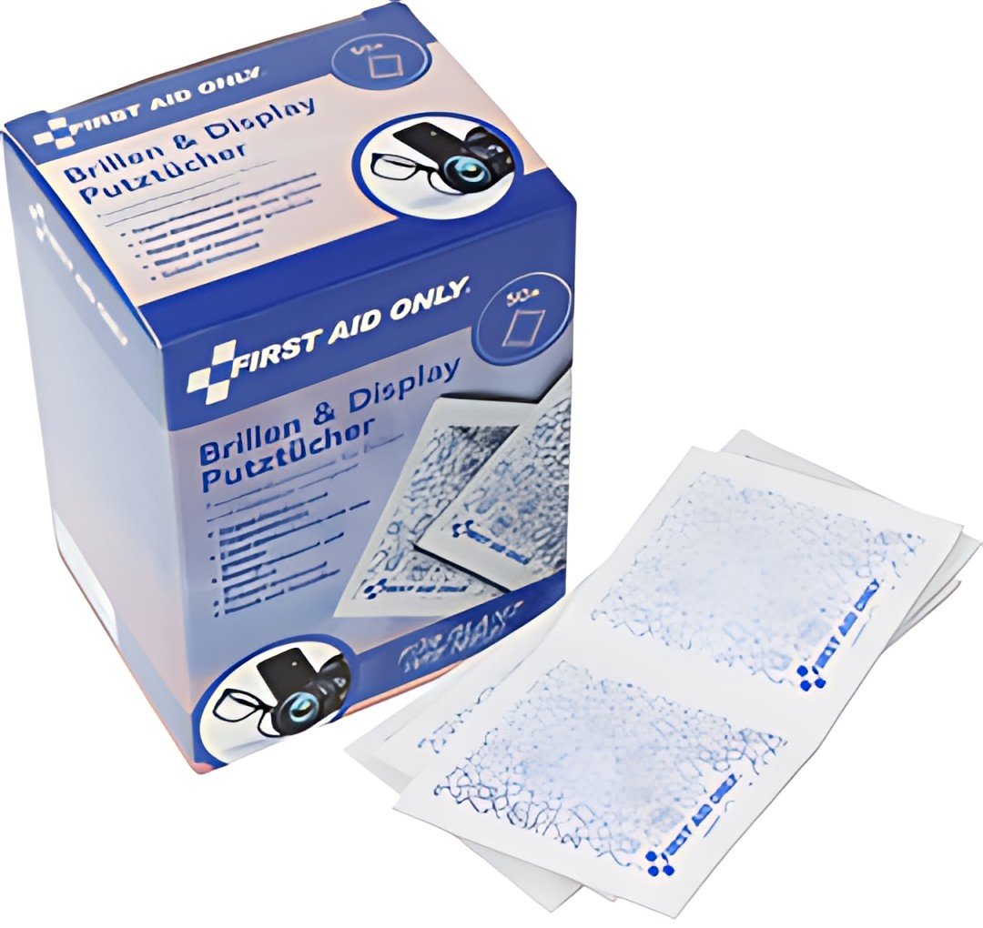 Chiffon de nettoyage pour lunettes PREMIERS SECOURS UNIQUEMENT, paquet de 50