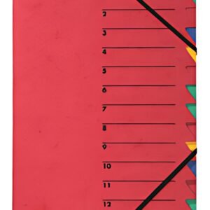 PAGNA trieur "EASY", A4, carton, 12 compartiments, rouge