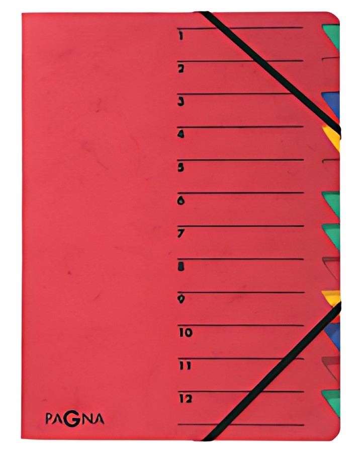 PAGNA trieur "EASY", A4, carton, 12 compartiments, rouge
