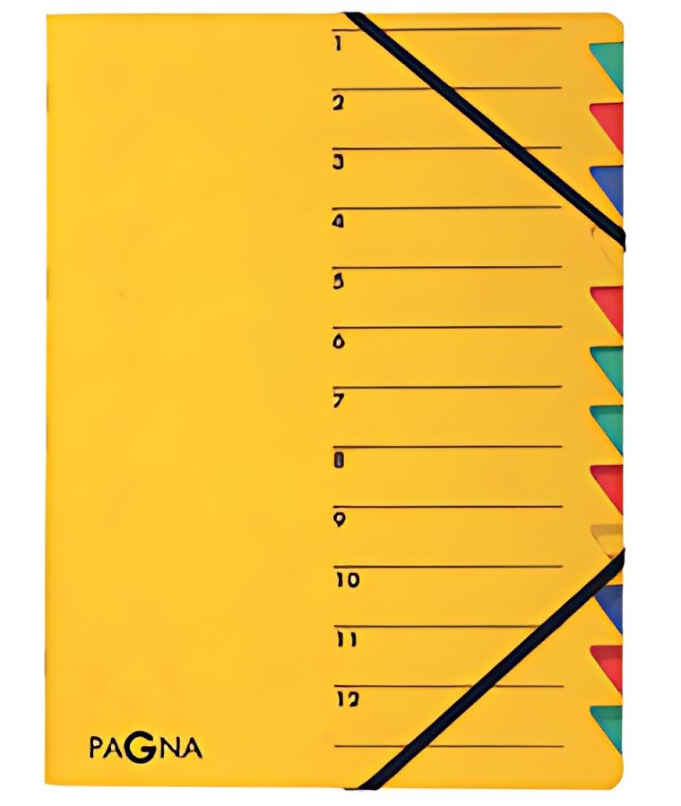 PAGNA trieur "EASY", A4, carton, 12 compartiments, jaune