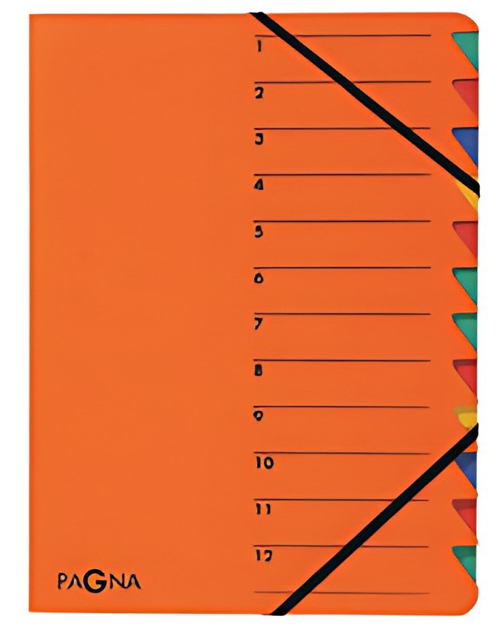 PAGNA trieur "EASY", A4, carton, 12 compartiments, orange