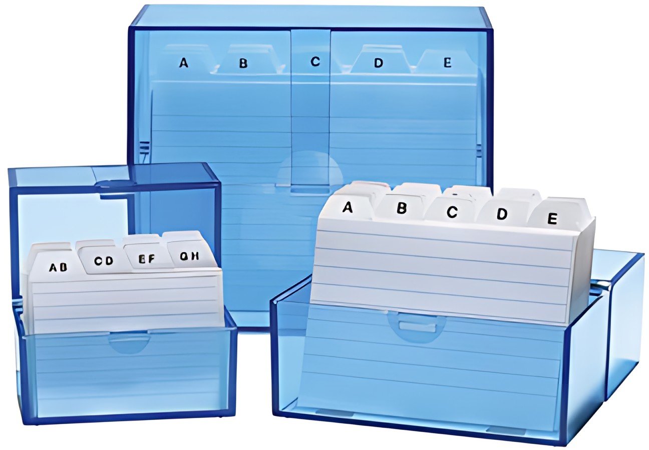 WEDO Boîte à fiches A6 paysage, bleu transparent