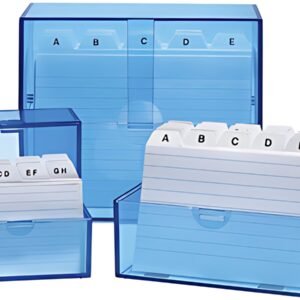 WEDO Boîte à fiches A7 paysage, bleu transparent