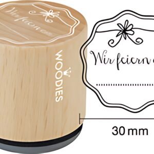 Timbre motif COLOP Woodies "Nous célébrons le..."