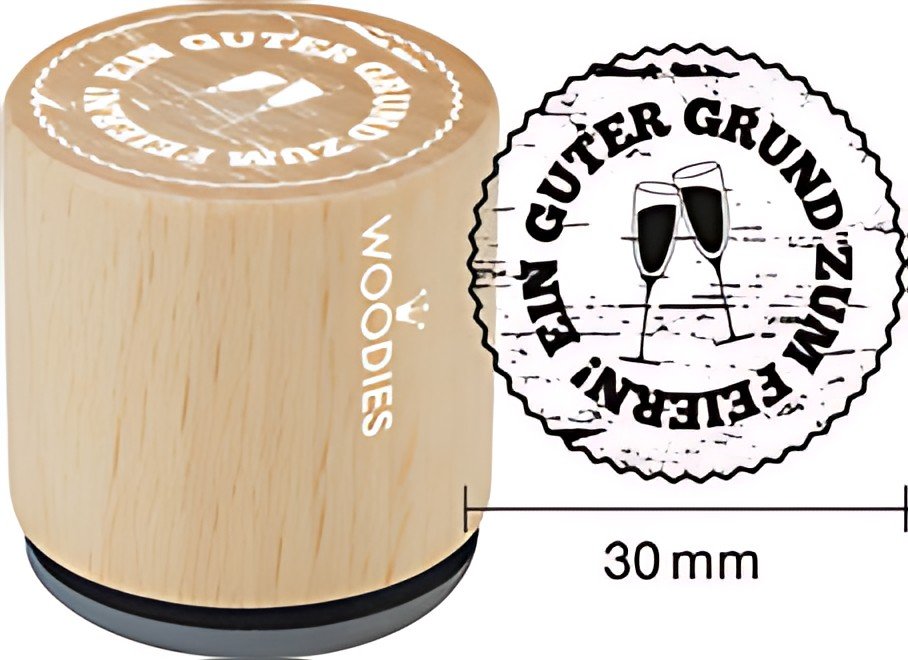 Timbre motif COLOP Woodies "Bonne raison de célébrer" II