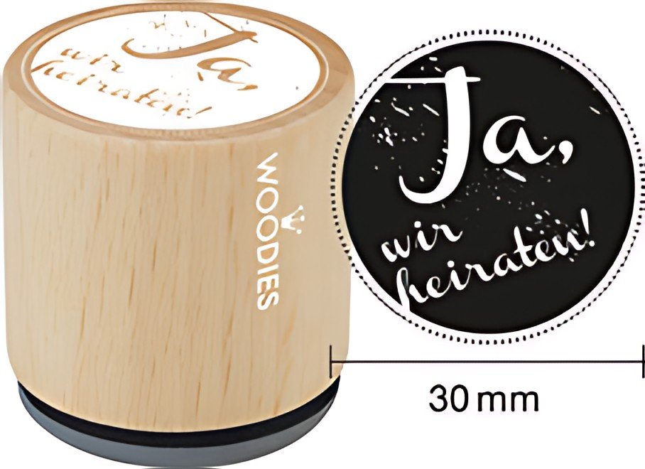 Timbre motif COLOP Woodies "Oui, on se marie"