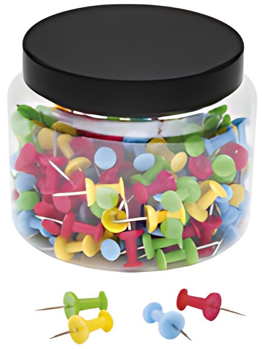 WEDO Punaises, dans une boîte transparente, couleurs assorti