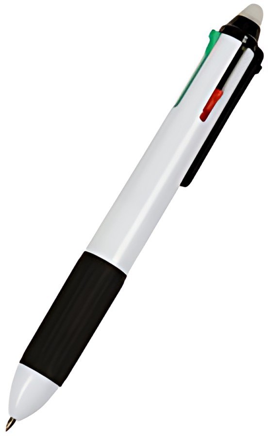 WEDO Stylo à bille à quatre couleurs, effaçable, blanc