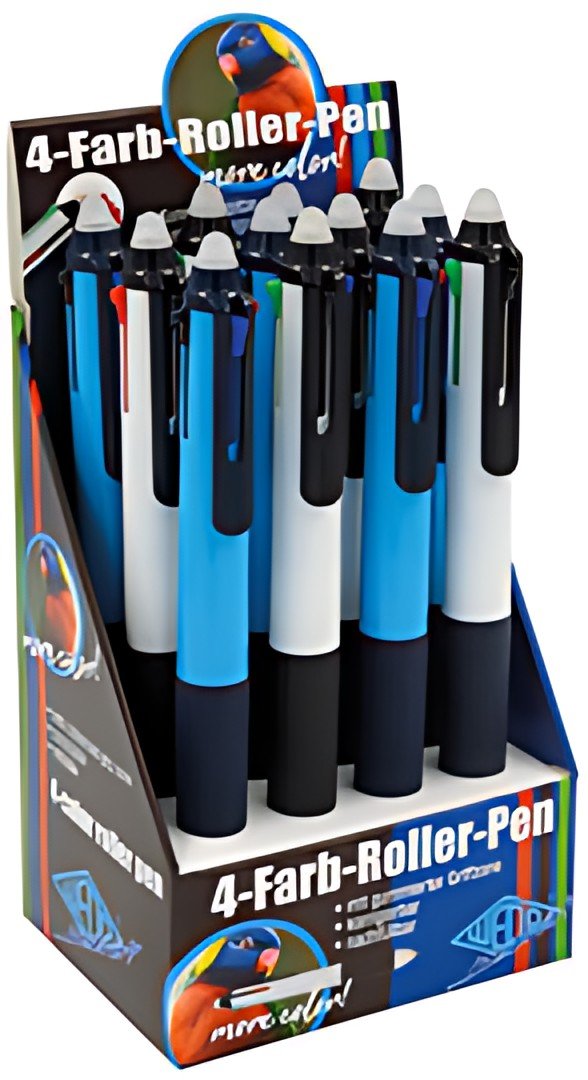 WEDO Stylo à bille à quatre couleurs, effaçable, présentoir
