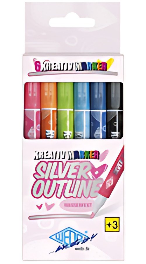WEDO Marqueur créatif SILVER + OUTLINE, étui de 6