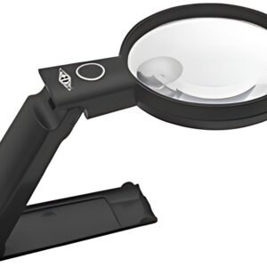 WEDO Loupe avec lumière LED et pied pliable, noir
