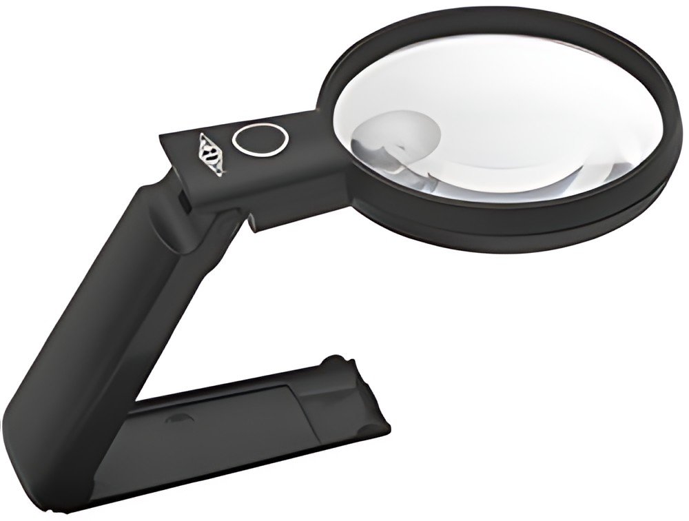 WEDO Loupe avec lumière LED et pied pliable, noir