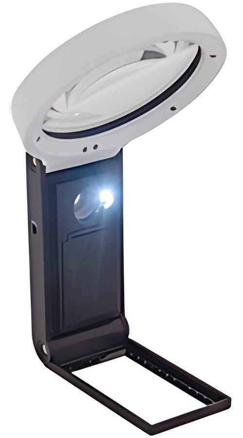 WEDO Loupe UV avec lumière LED et pied pliable, noir/blanc