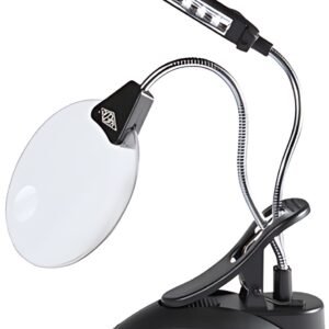 WEDO Loupe de table avec lampe LED, avec serre-joint, noir