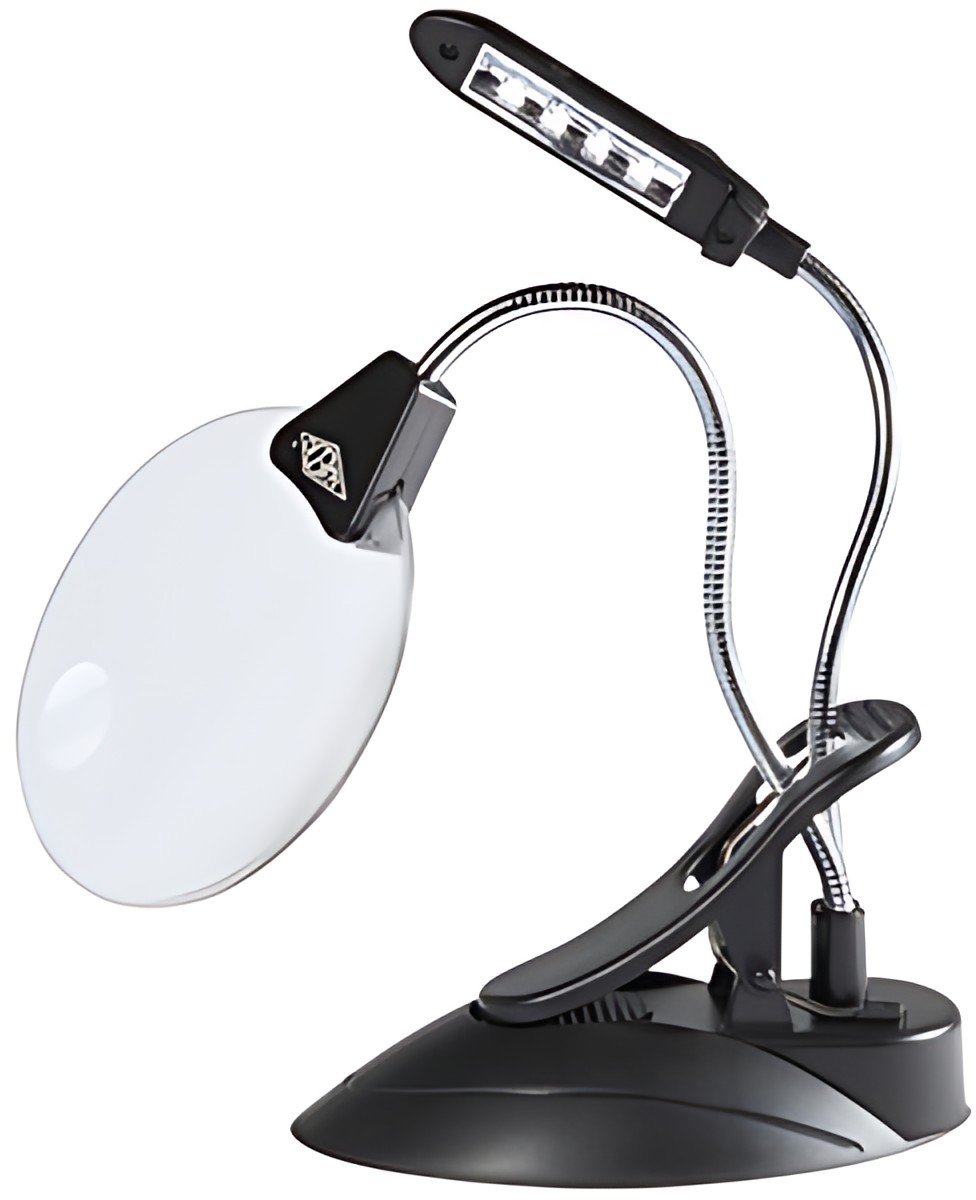 WEDO Loupe de table avec lampe LED, avec serre-joint, noir