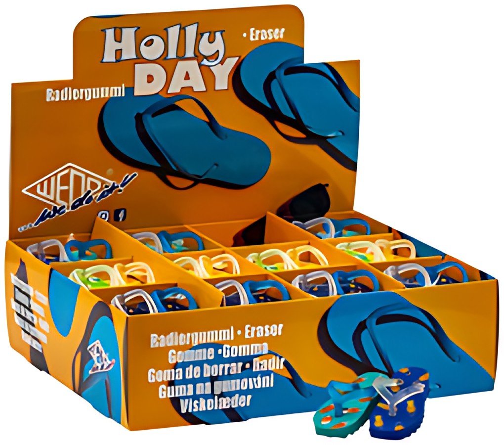 WEDO Gomme plastique Flip Flop "HOLLYDAY", présentoir de 36