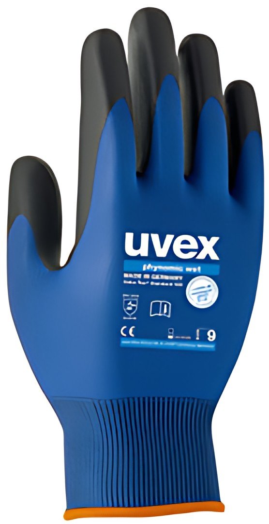 uvex Gants de travail phynomic wet, T. 08, bleu/anthracite