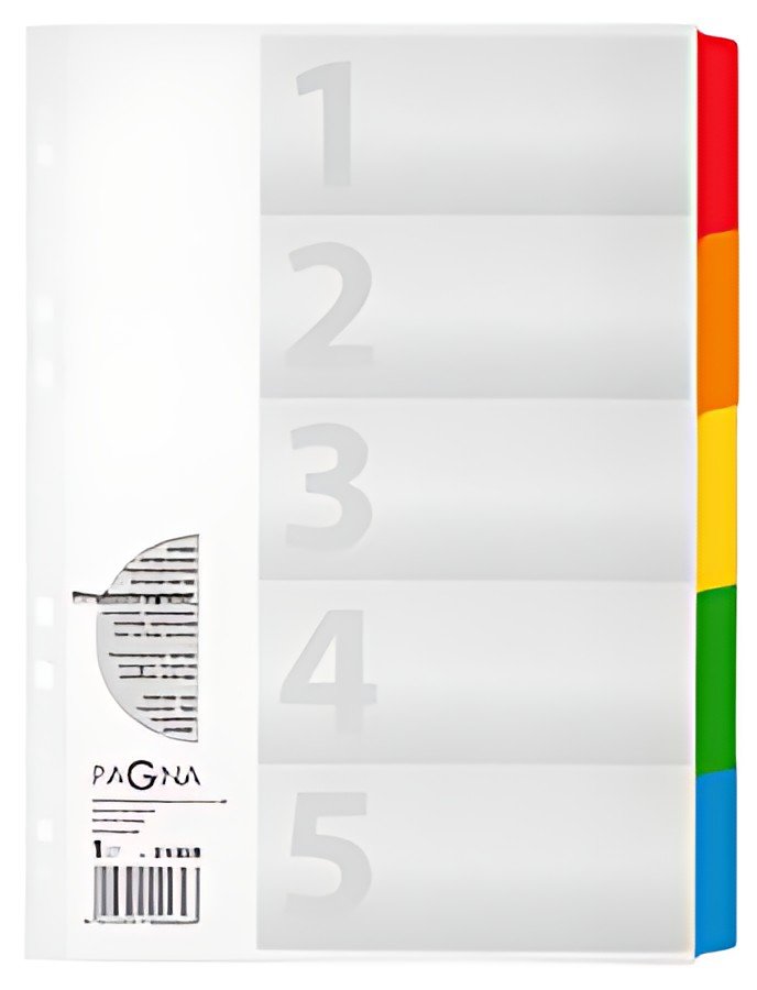 PAGNA Intercalaires en carton, A4, 5 touches, 5 couleurs