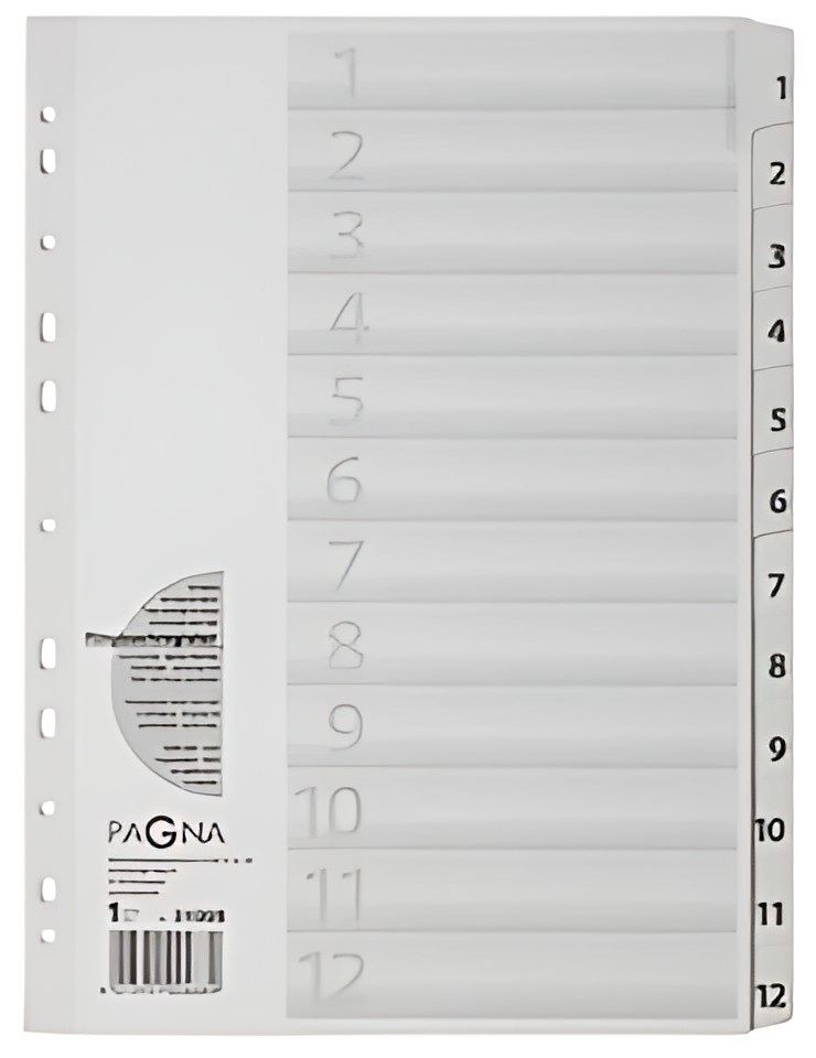 PAGNA Intercalaires, carton, chiffres 1 - 12, A4, 12 touches