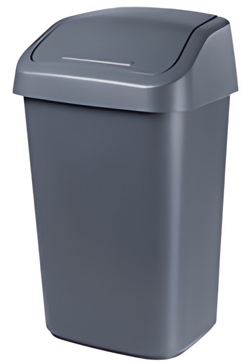 orthex Poubelle à couvercle basculant, 10 litres, gris foncé