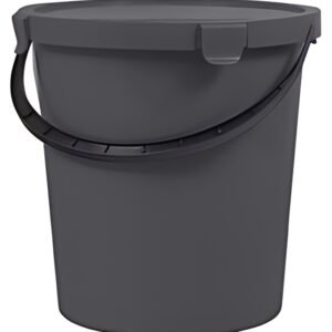 plast team Seau à cueillette avec couvercle, 5 L, gris foncé